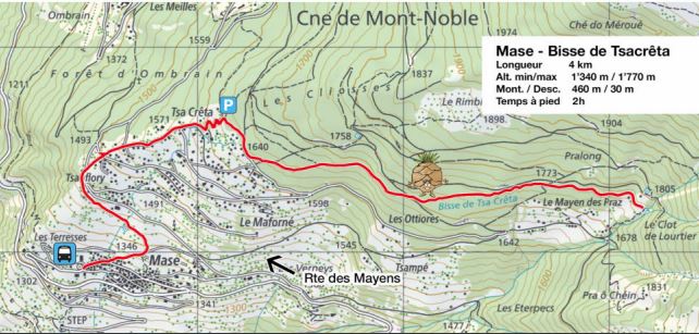 Randonnée pédestre :|Bisse de Tsa Crêta - Nax Région · Nax Région